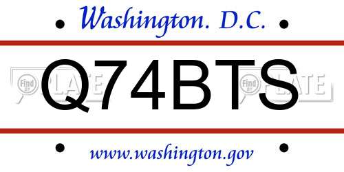 Q74BTS District Of Columbia License Plate