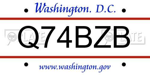 Q74BZB District Of Columbia License Plate