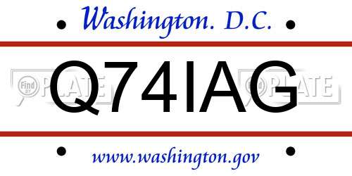 Q74IAG District Of Columbia License Plate
