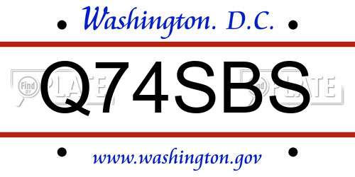 Q74SBS District Of Columbia License Plate