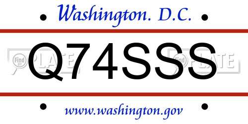 Q74SSS District Of Columbia License Plate