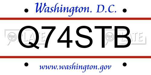 Q74STB District Of Columbia License Plate