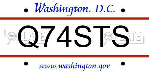 Q74STS District Of Columbia License Plate