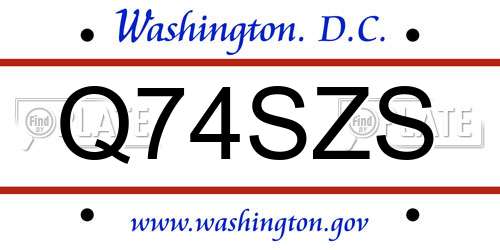 Q74SZS District Of Columbia License Plate