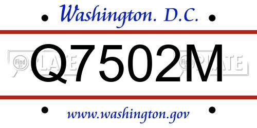 Q7502M District Of Columbia License Plate