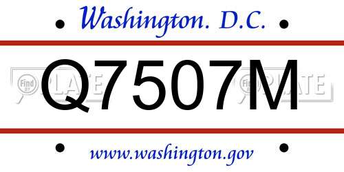 Q7507M District Of Columbia License Plate
