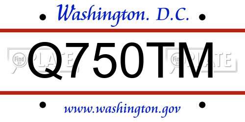 Q750TM District Of Columbia License Plate