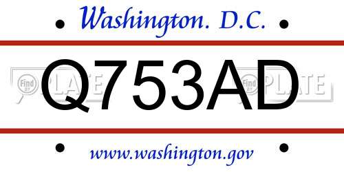 Q753AD District Of Columbia License Plate