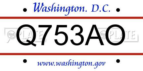 Q753AO District Of Columbia License Plate