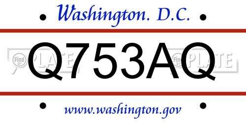 Q753AQ District Of Columbia License Plate