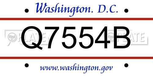 Q7554B District Of Columbia License Plate
