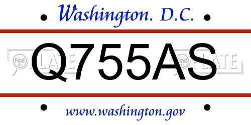 Q755AS District Of Columbia License Plate
