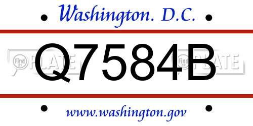 Q7584B District Of Columbia License Plate
