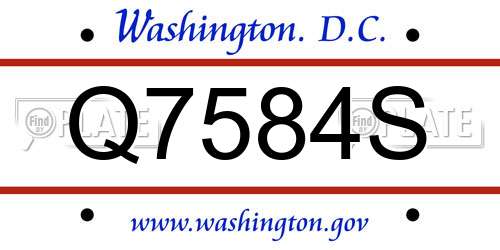 Q7584S District Of Columbia License Plate