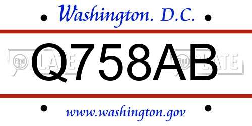 Q758AB District Of Columbia License Plate