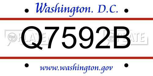 Q7592B District Of Columbia License Plate