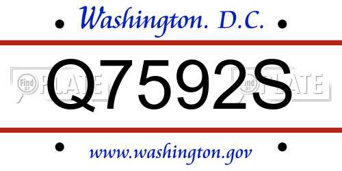 Q7592S District Of Columbia License Plate
