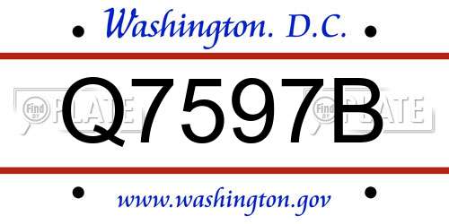 Q7597B District Of Columbia License Plate