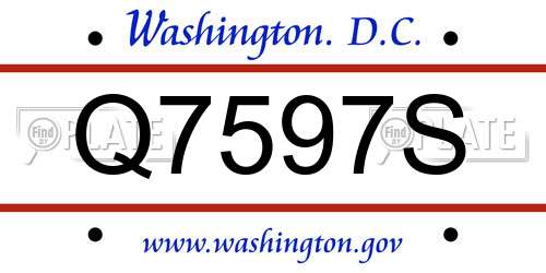 Q7597S District Of Columbia License Plate