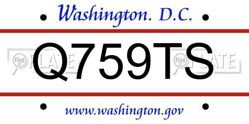 Q759TS District Of Columbia License Plate
