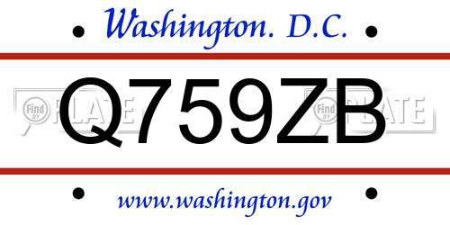 Q759ZB District Of Columbia License Plate