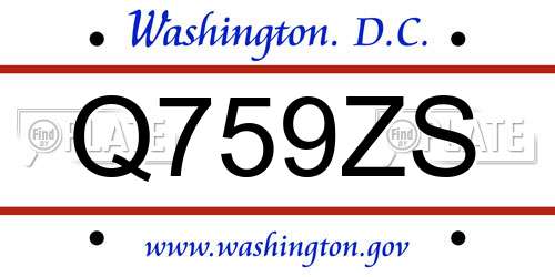 Q759ZS District Of Columbia License Plate
