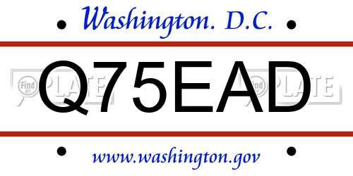 Q75EAD District Of Columbia License Plate