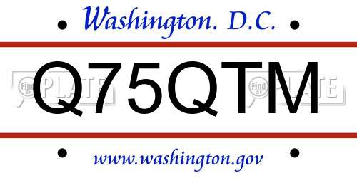 Q75QTM District Of Columbia License Plate
