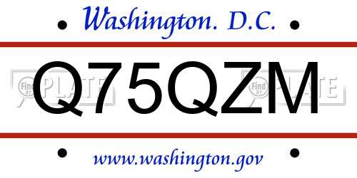 Q75QZM District Of Columbia License Plate