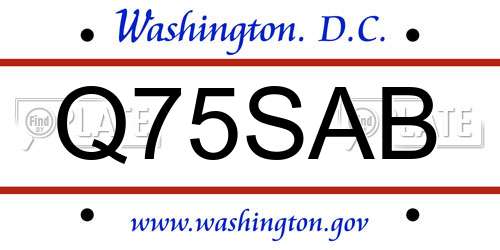 Q75SAB District Of Columbia License Plate