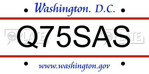 Q75SAS District Of Columbia License Plate