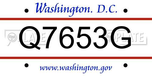 Q7653G District Of Columbia License Plate