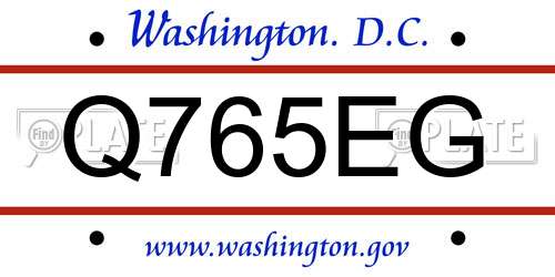 Q765EG District Of Columbia License Plate
