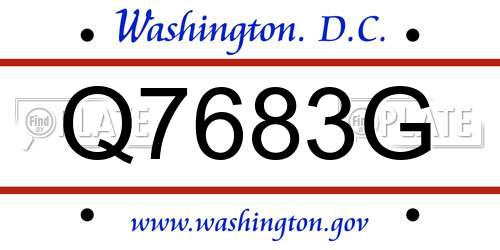 Q7683G District Of Columbia License Plate