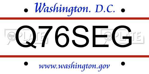 Q76SEG District Of Columbia License Plate