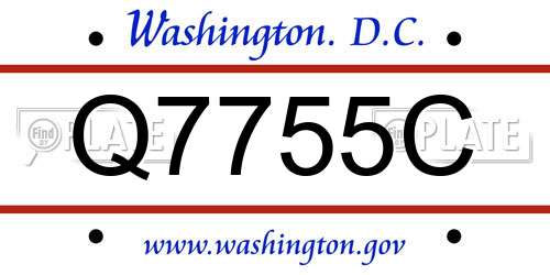 Q7755C District Of Columbia License Plate