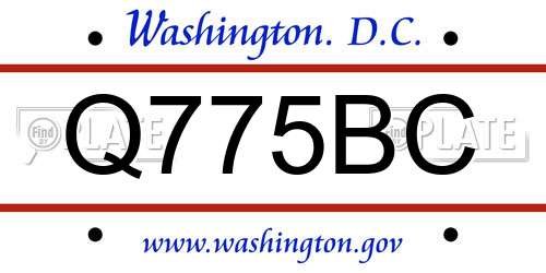 Q775BC District Of Columbia License Plate