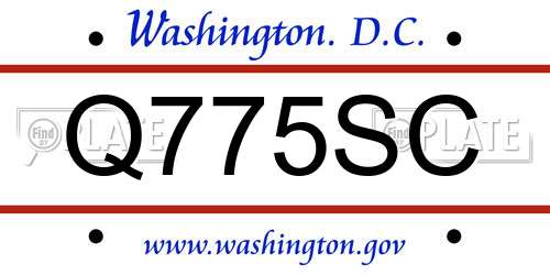 Q775SC District Of Columbia License Plate