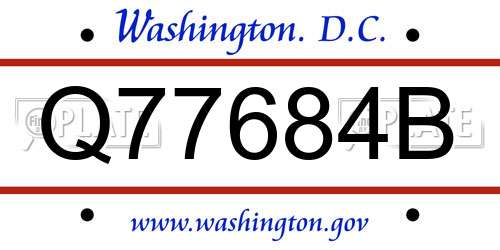 Q77684B District Of Columbia License Plate