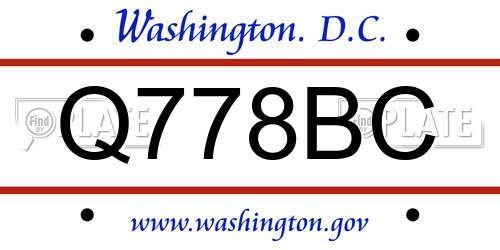 Q778BC District Of Columbia License Plate