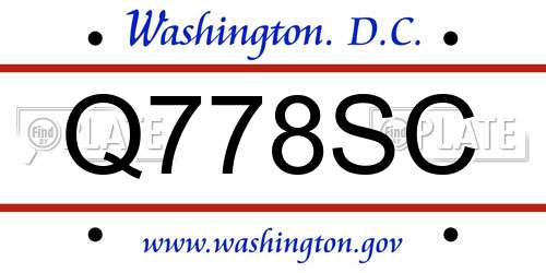 Q778SC District Of Columbia License Plate