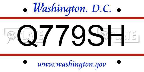 Q779SH District Of Columbia License Plate