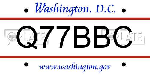 Q77BBC District Of Columbia License Plate