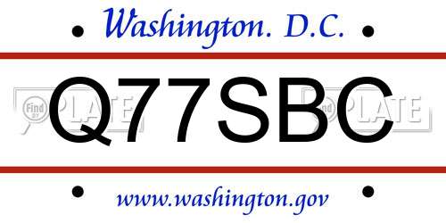 Q77SBC District Of Columbia License Plate