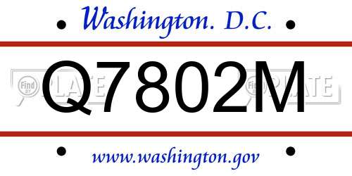 Q7802M District Of Columbia License Plate