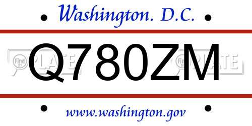 Q780ZM District Of Columbia License Plate