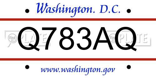 Q783AQ District Of Columbia License Plate