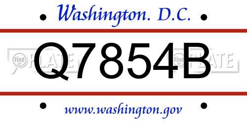 Q7854B District Of Columbia License Plate