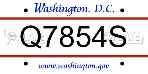 Q7854S District Of Columbia License Plate
