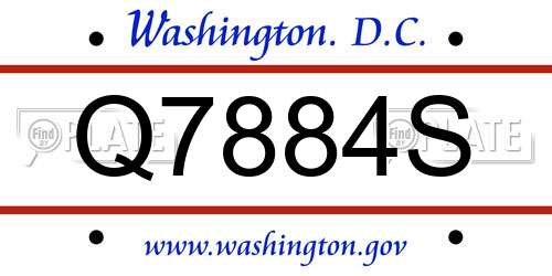 Q7884S District Of Columbia License Plate